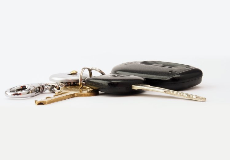 two-black-and-brass-colored-keys-with-fob-842528